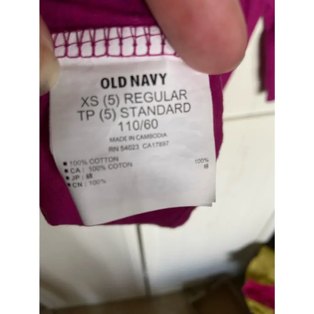 Old Navy Girls Top Size XS 5‎ Drop Shoulder Fuchsia Hashtag Selfie NEW